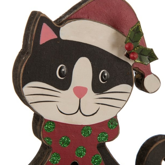 Rare Black & White Cat Christmas Stocking Holder - Picture 3 of 4